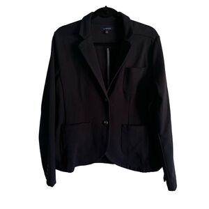 Lands End SZ 16 Women’s Black Cotton 2 Button Blazer Anchor Buttons Nautical